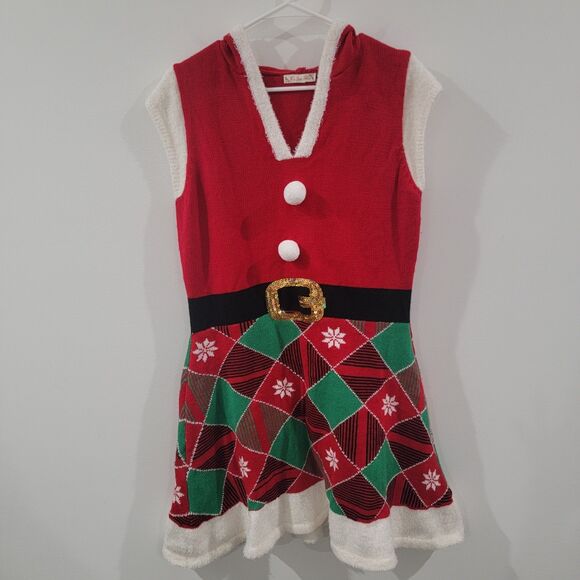 Its Our Time Womens Ugly Christmas Mini Sweater Dress Size XL Elf Santa Winter - Picture 1 of 7